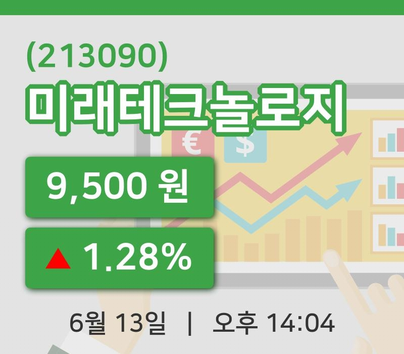 [미래테크놀로지주가] 13일 14시 04분 현재 9,500원