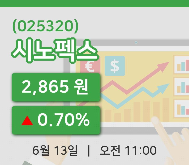 [시노펙스주가] 11시 00분 현재 2,865원
