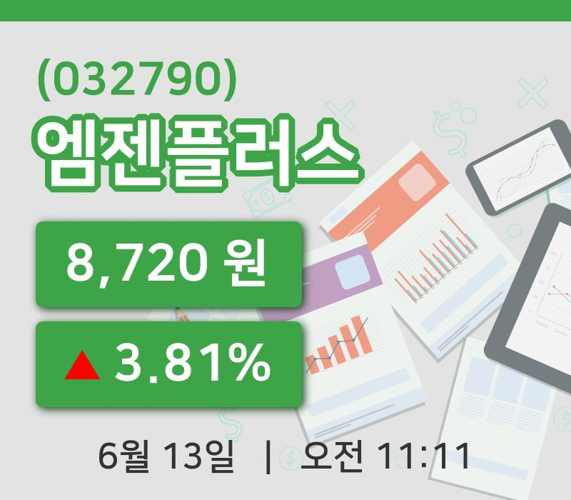 [엠젠플러스주가] 13일 11시 11분 현재 8,720원
