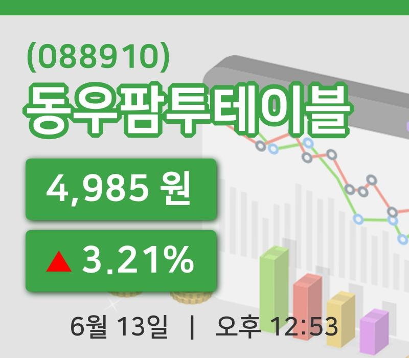 [동우팜투테이블주가] 13일 이시각 현재  4,985원