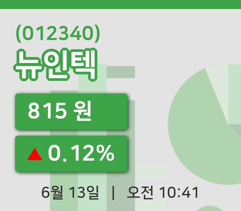 [뉴인텍주가] 13일 이시각 현재  815원