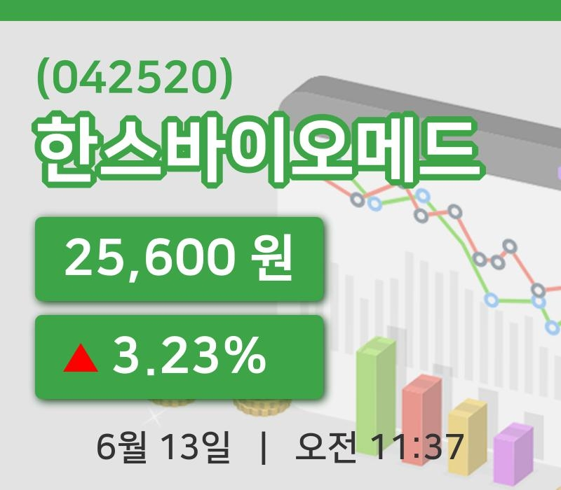 [한스바이오메드주가] 11시 37분 현재 25,600원