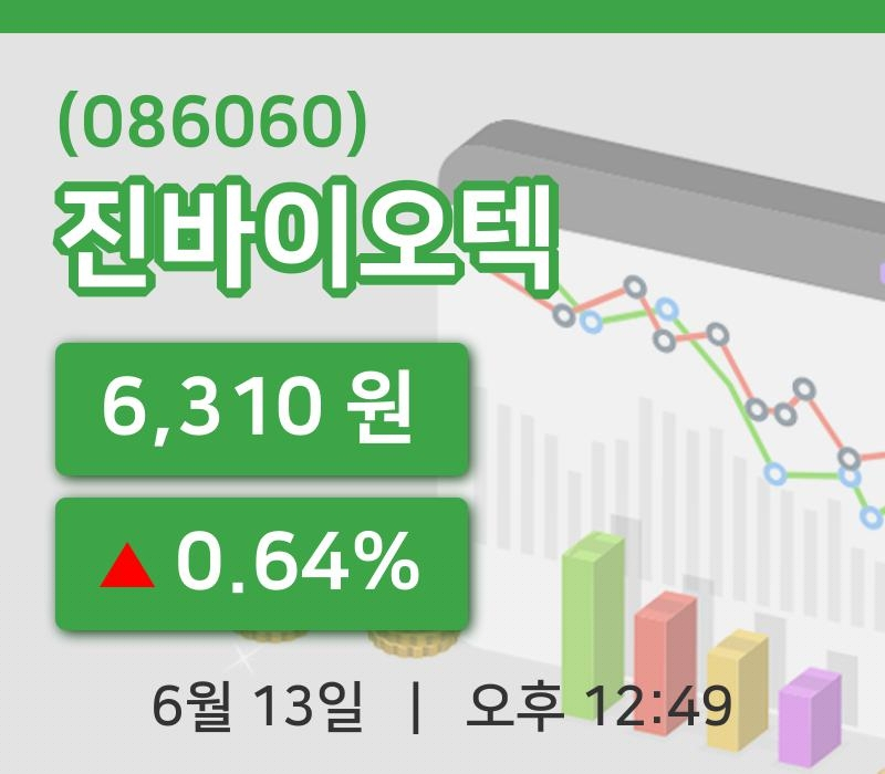 [진바이오텍주가] 13일 이시각 현재  6,310원