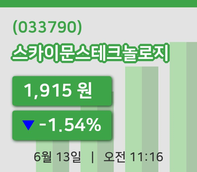 [스카이문스테크놀로지주가] 13일 11시 16분 현재 1,915원