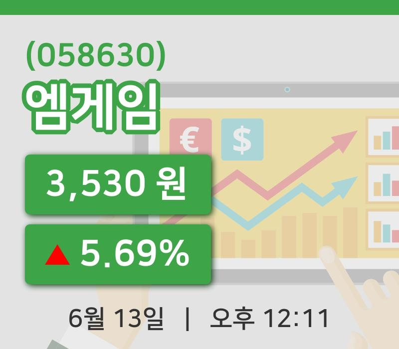 [엠게임주가] 13일 12시 11분 현재 3,530원