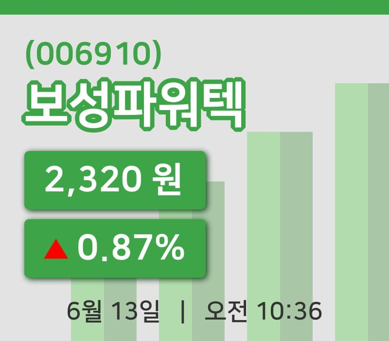 [보성파워텍주가] 13일 이시각 현재  2,320원
