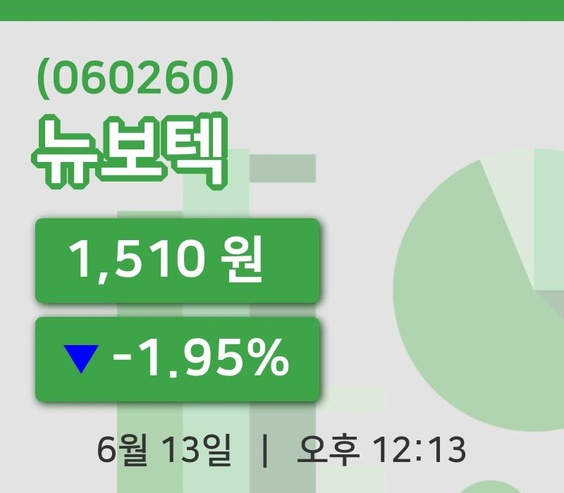 [뉴보텍주가] 13일 12시 13분 현재 1,510원