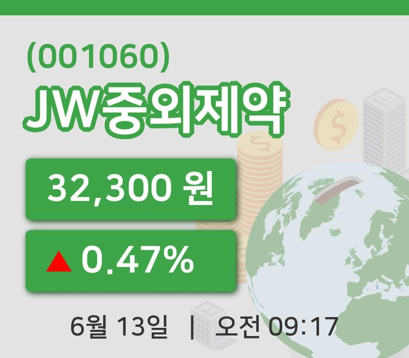 [JW중외제약주가] 13일 9시 17분 현재 32,300원