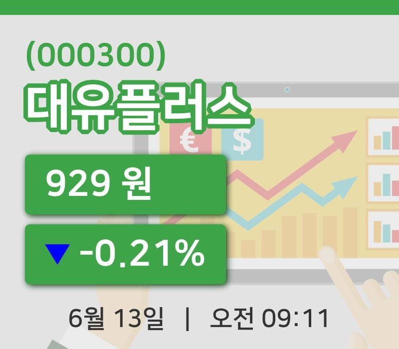[대유플러스주가] 9시 11분 현재 929원