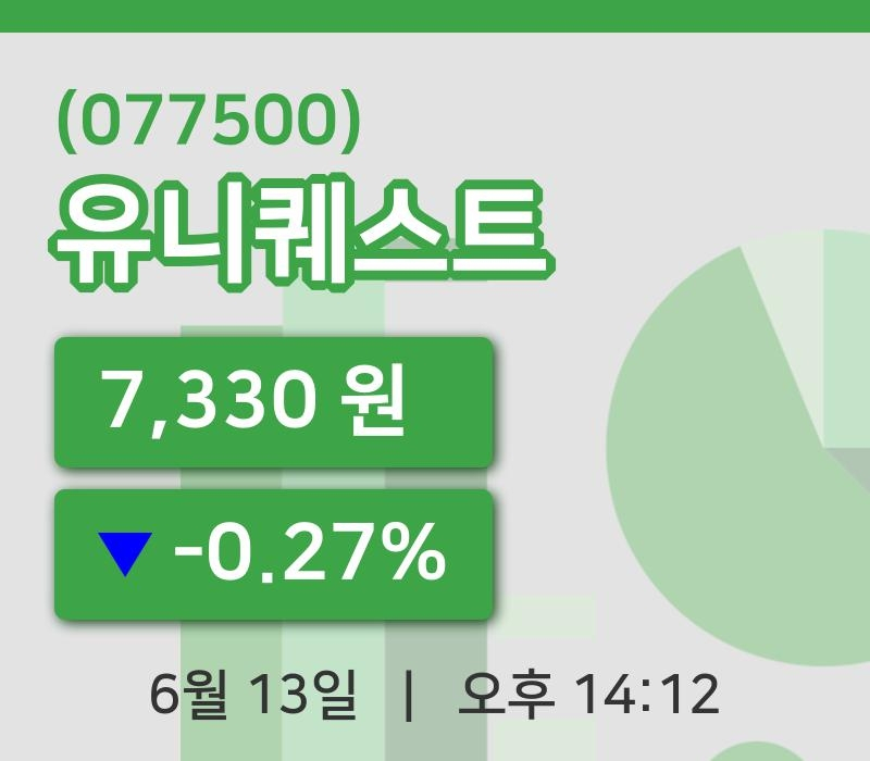 [유니퀘스트주가] 13일 이시각 현재  7,330원