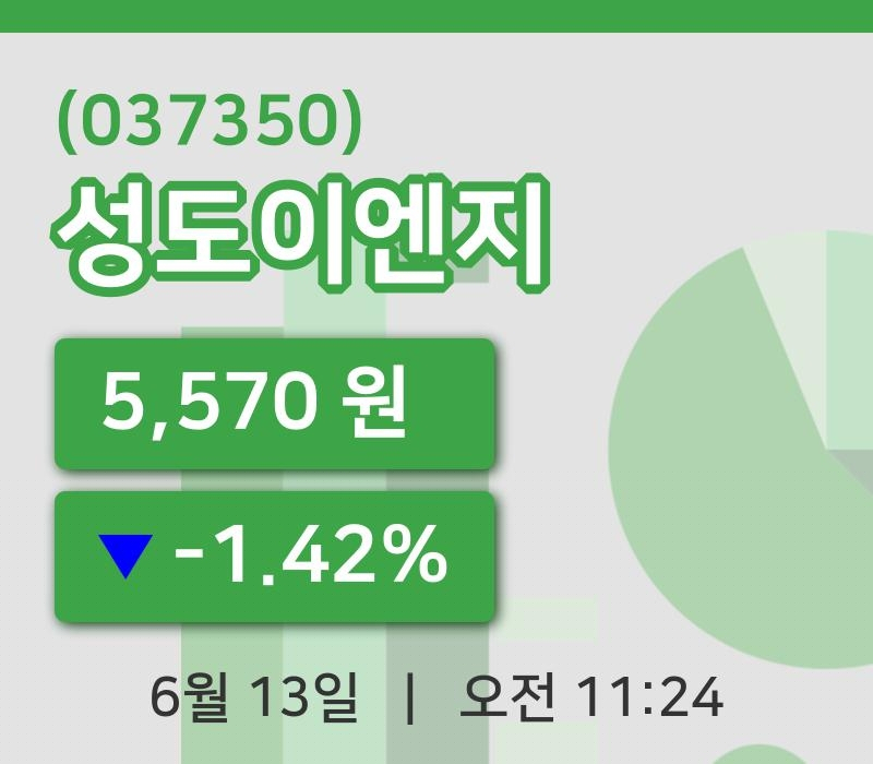 [성도이엔지주가] 13일 이시각 현재  5,570원