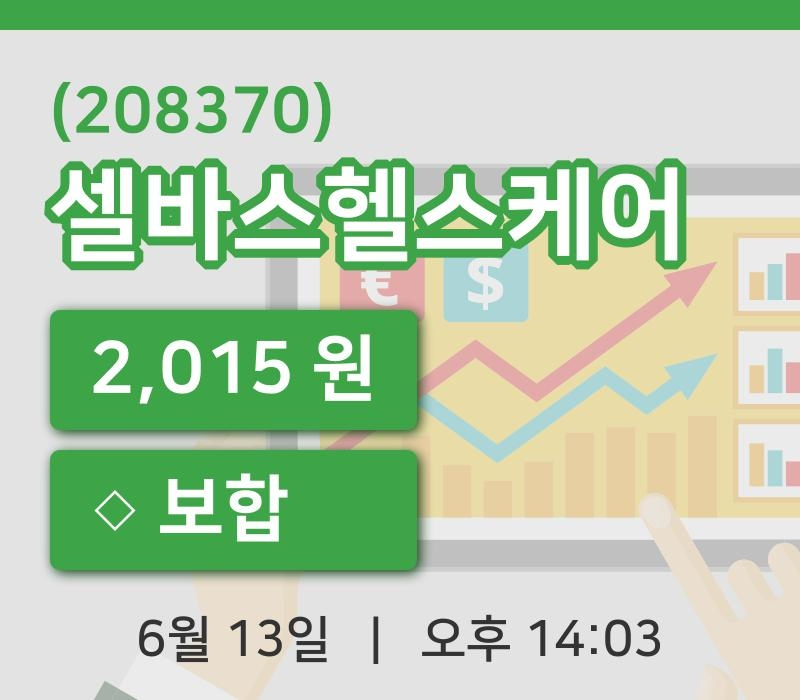 [셀바스헬스케어주가] 13일 이시각 현재  2,015원