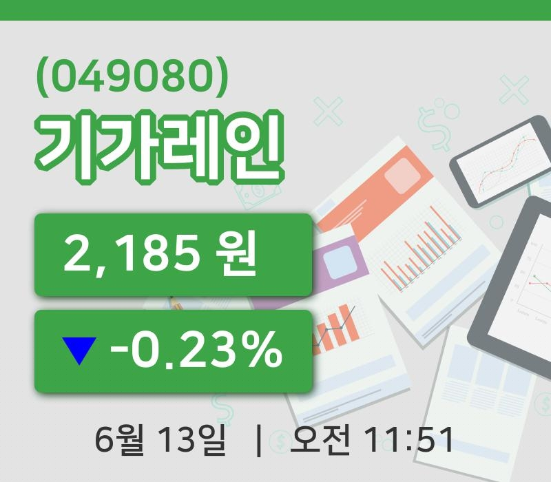 [기가레인주가] 13일 11시 51분 현재 2,185원