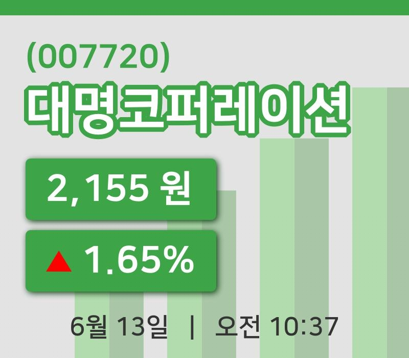 [대명코퍼레이션주가] 13일 이시각 현재  2,155원