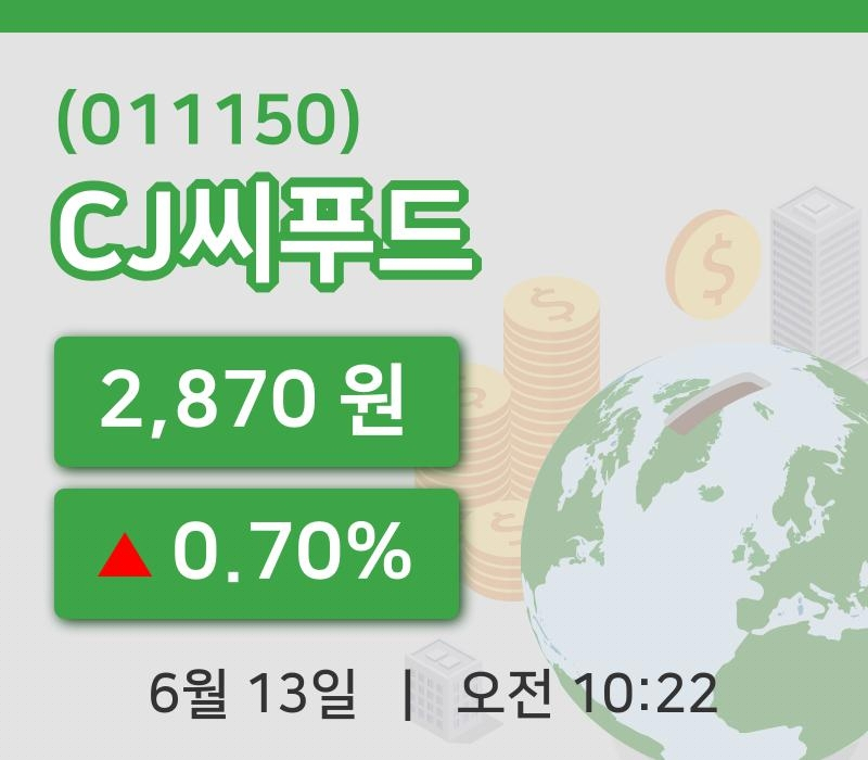 [CJ씨푸드주가] 13일 이시각 현재  2,870원