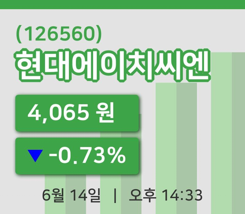 [현대에이치씨엔주가] 14시 33분 현재 4,065원