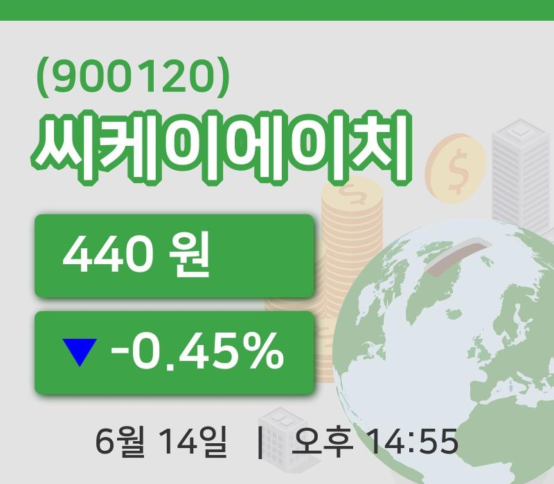 [씨케이에이치주가] 14시 55분 현재 440원