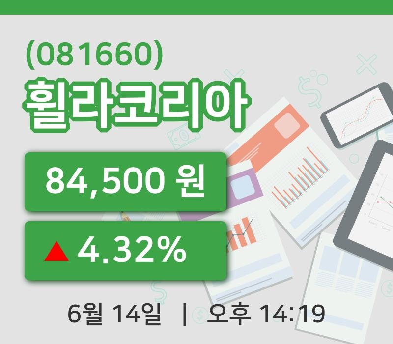 [휠라코리아주가] 14시 19분 현재 84,500원