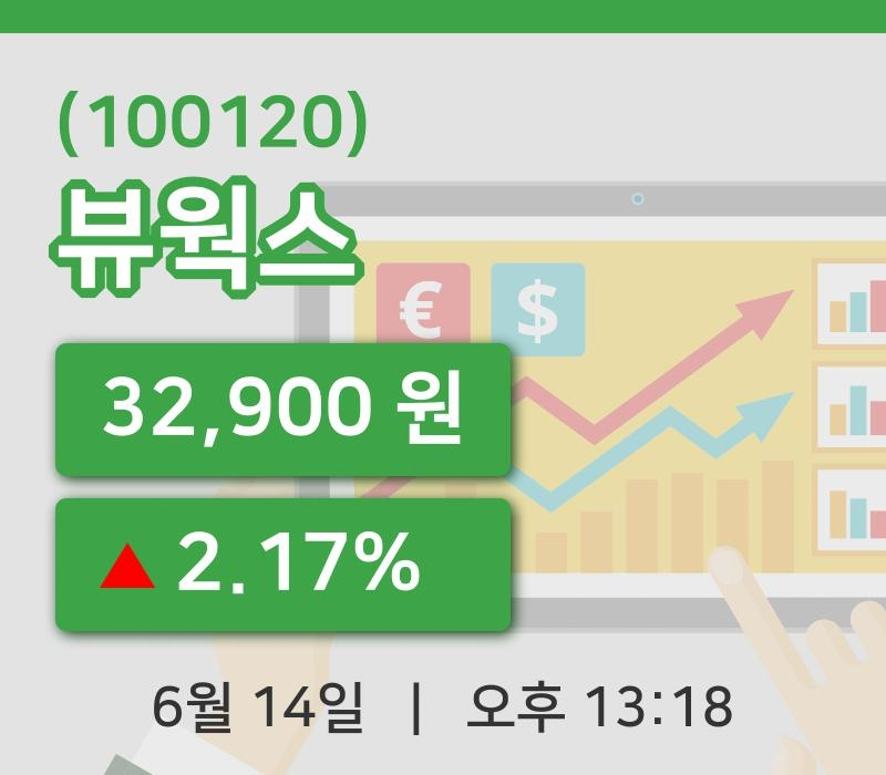 [뷰웍스주가] 14일 이시각 현재  32,900원