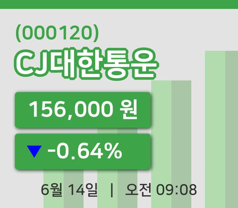 [CJ대한통운주가] 14일 이시각 현재  156,000원