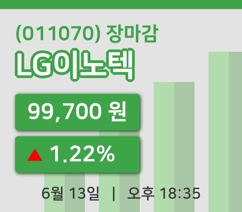 코스피마감증시LG이노텍 13일 99,700원 장 마쳐