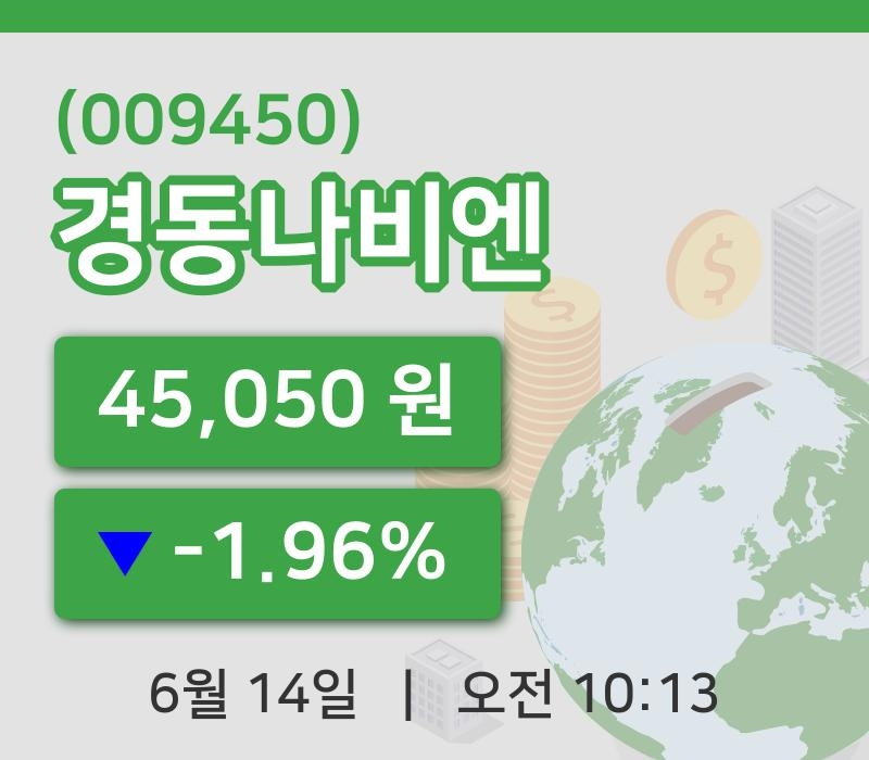 [경동나비엔주가] 14일 10시 13분 현재 45,050원