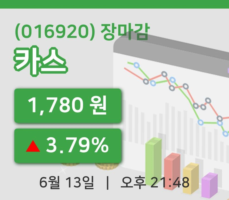 국내주식마감카스 13일 1,780원 장마감...