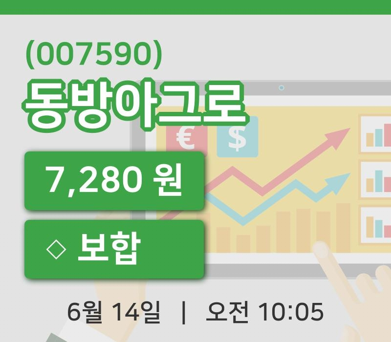 [동방아그로주가] 14일 이시각 현재  7,280원
