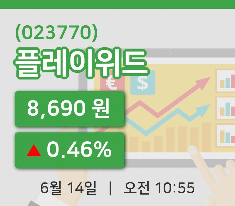 [플레이위드주가] 14일 이시각 현재  8,690원