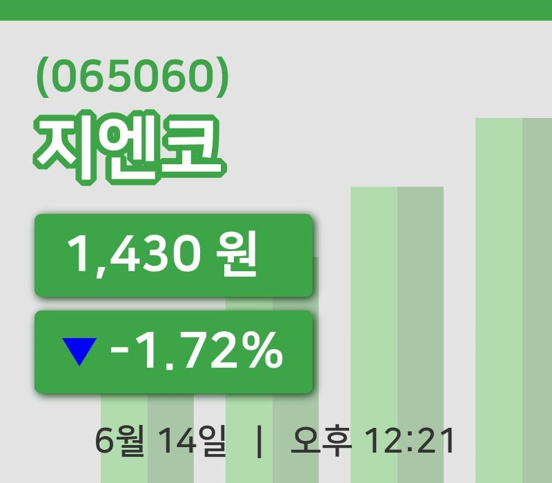 [지엔코주가] 14일 이시각 현재  1,430원