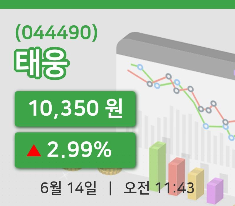 [태웅주가] 14일 이시각 현재  10,350원