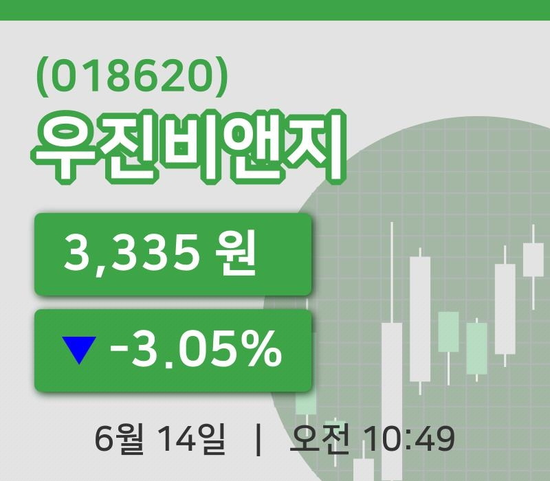 [우진비앤지주가] 10시 49분 현재 3,335원