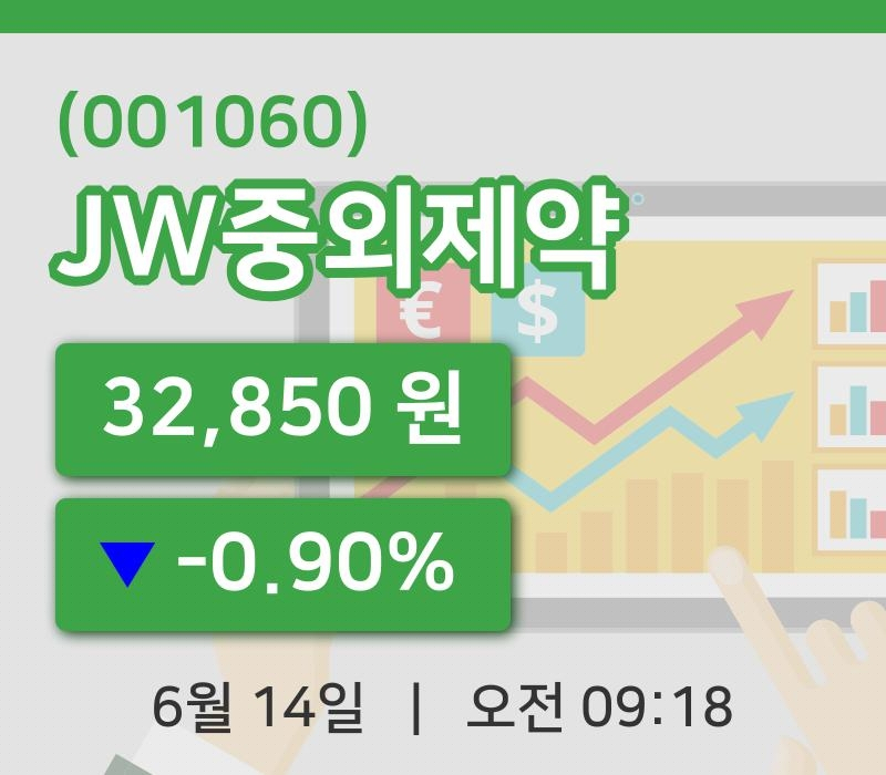 [JW중외제약주가] 14일 이시각 현재  32,850원