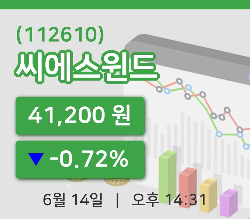 [씨에스윈드주가] 14시 31분 현재 41,200원