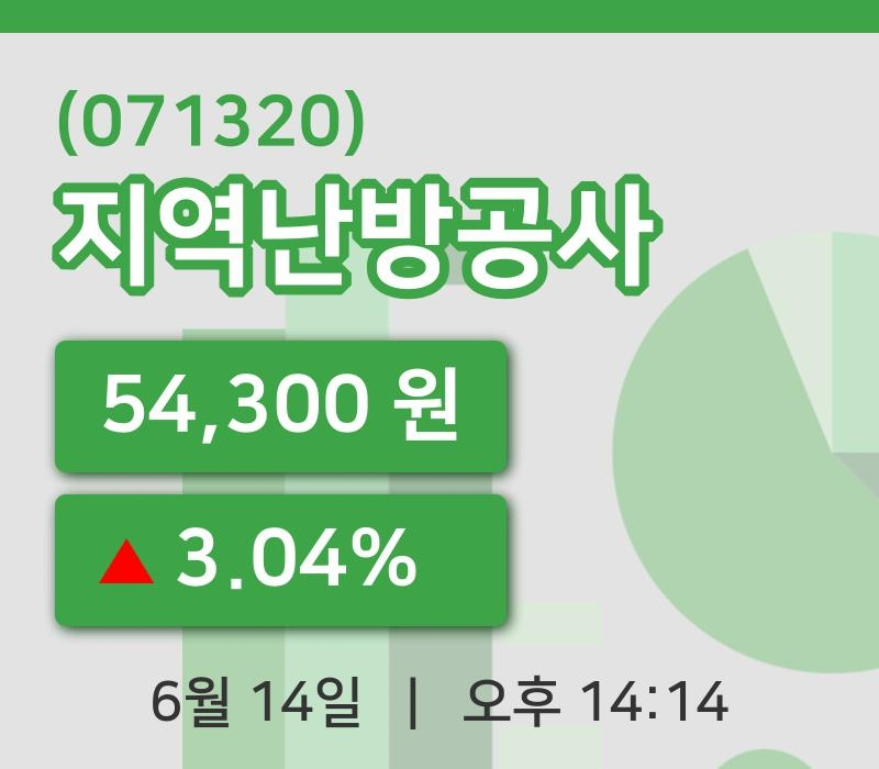 [지역난방공사주가] 14일 이시각 현재  54,300원