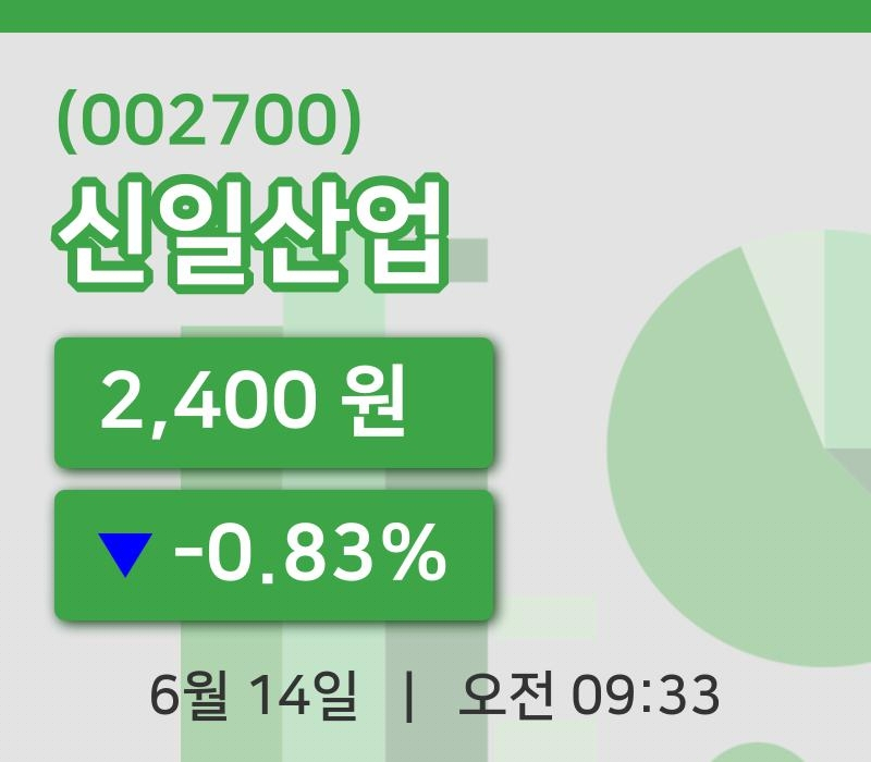 [신일산업주가] 14일 9시 33분 현재 2,400원