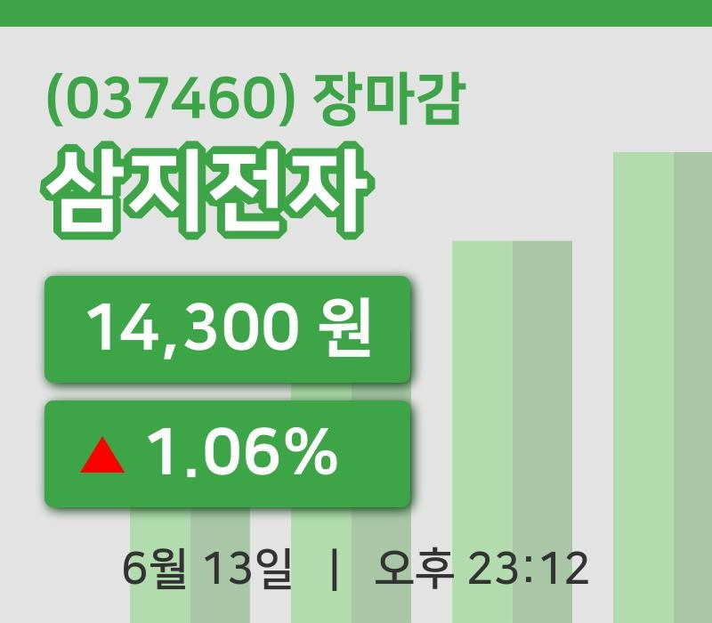 코스닥마감증시삼지전자 13일 14,300원 마감...