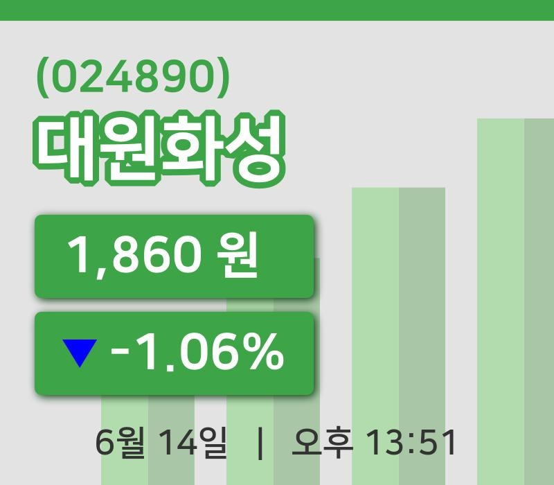 [대원화성주가] 13시 51분 현재 1,860원