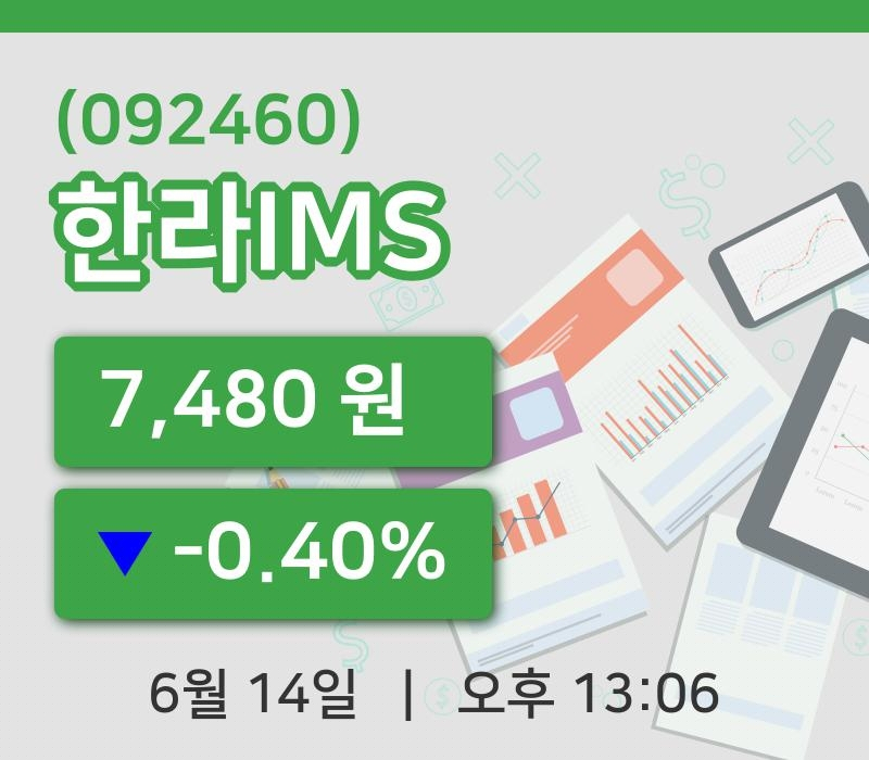 [한라IMS주가] 14일 이시각 현재  7,480원