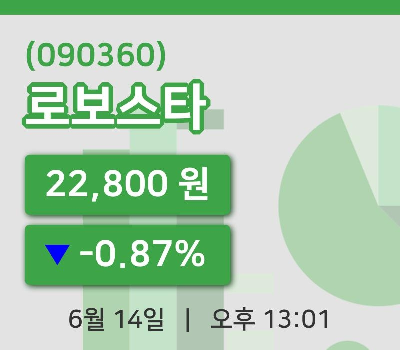[로보스타주가] 14일 13시 01분 현재 22,800원