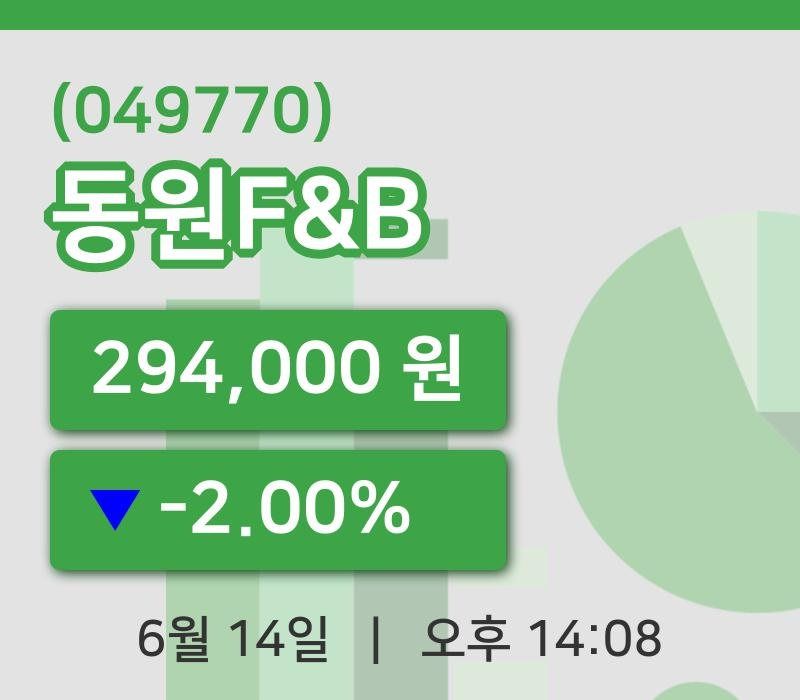 [동원F&B주가] 14시 08분 현재 294,000원