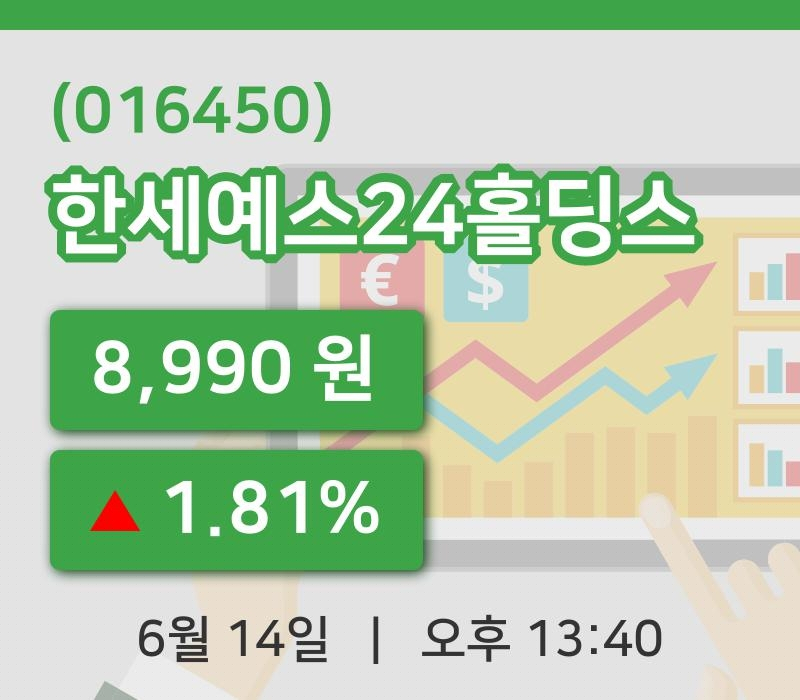 [한세예스24홀딩스주가] 14일 13시 40분 현재 8,990원