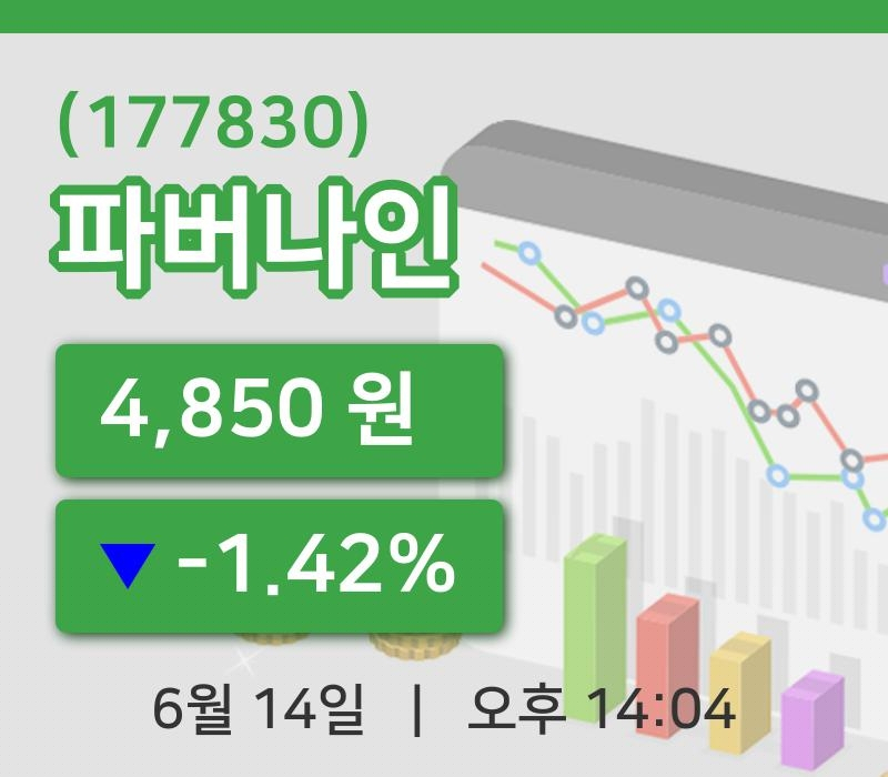 [파버나인주가] 14시 04분 현재 4,850원