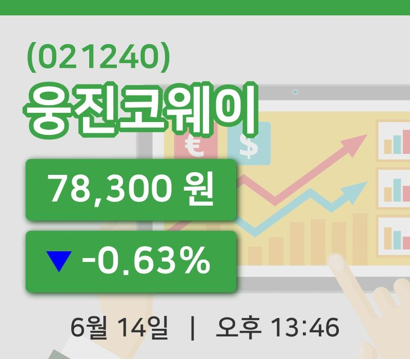 [웅진코웨이주가] 14일 이시각 현재  78,300원