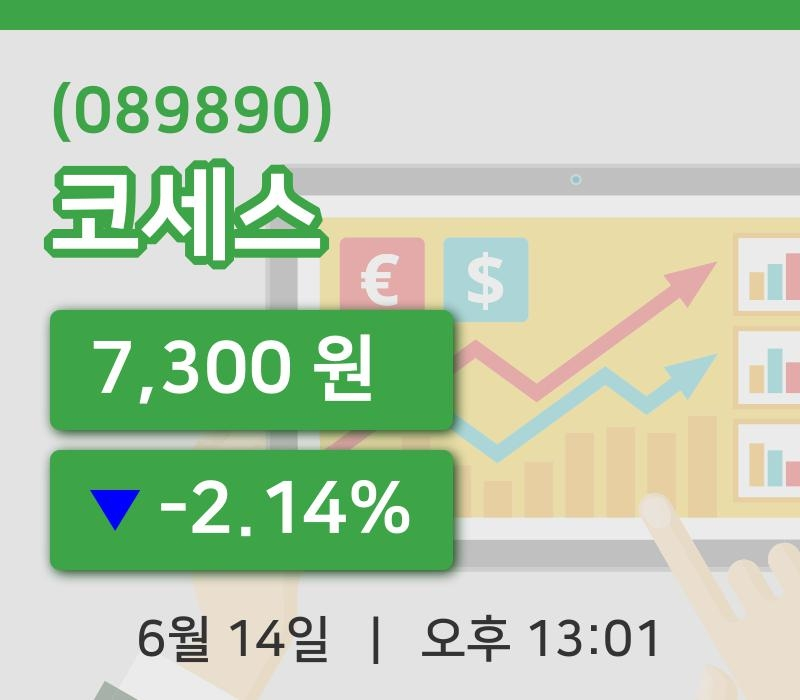 [코세스주가] 14일 13시 01분 현재 7,300원