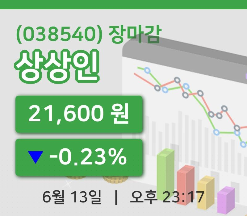 마감증시보고상상인 13일 21,600원 마감그래프종합분석
