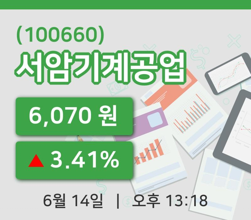 [서암기계공업주가] 14일 13시 18분 현재 6,070원