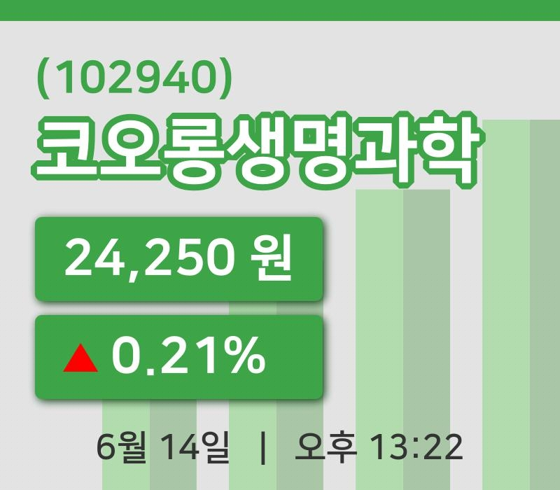 [코오롱생명과학주가] 13시 22분 현재 24,250원