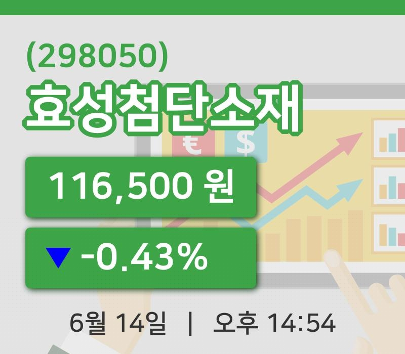 [효성첨단소재주가] 14일 이시각 현재  116,500원
