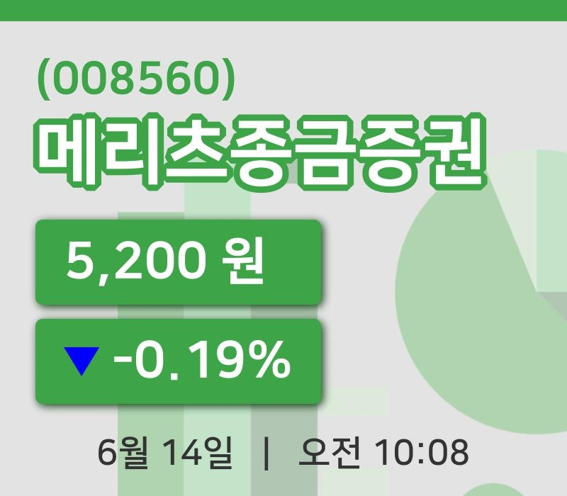 [메리츠종금증권주가] 14일 10시 08분 현재 5,200원